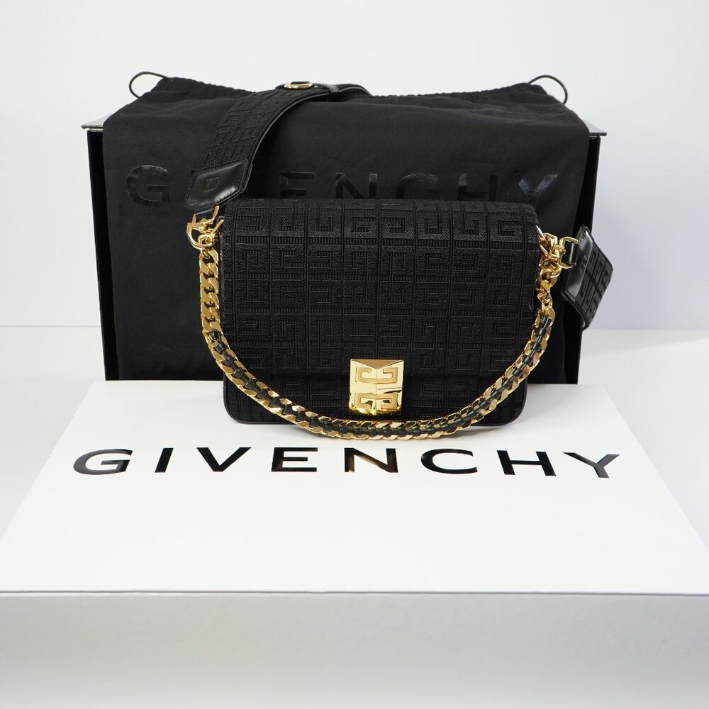 Givenchy Medium 4G Bag in 4G Embroidered Canvas with Chain - Picture 4 of 14